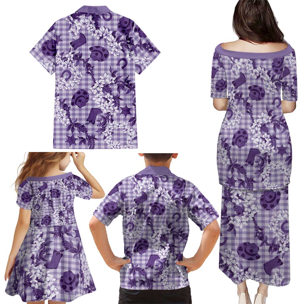 Mokihana Maile Ilima Leis Paniolo Palaka Family Matching Puletasi and Hawaiian Shirt Hawaiian Poni Spirit LT9 - Polynesian Pride