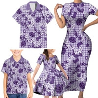 Mokihana Maile Ilima Leis Paniolo Palaka Family Matching Short Sleeve Bodycon Dress and Hawaiian Shirt Hawaiian Poni Spirit LT9 - Polynesian Pride