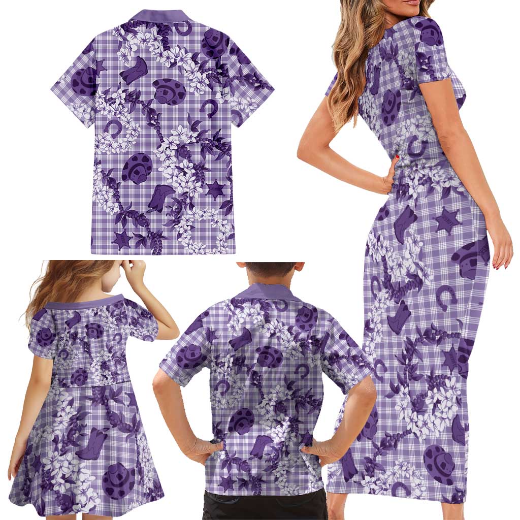 Mokihana Maile Ilima Leis Paniolo Palaka Family Matching Short Sleeve Bodycon Dress and Hawaiian Shirt Hawaiian Poni Spirit LT9 - Polynesian Pride