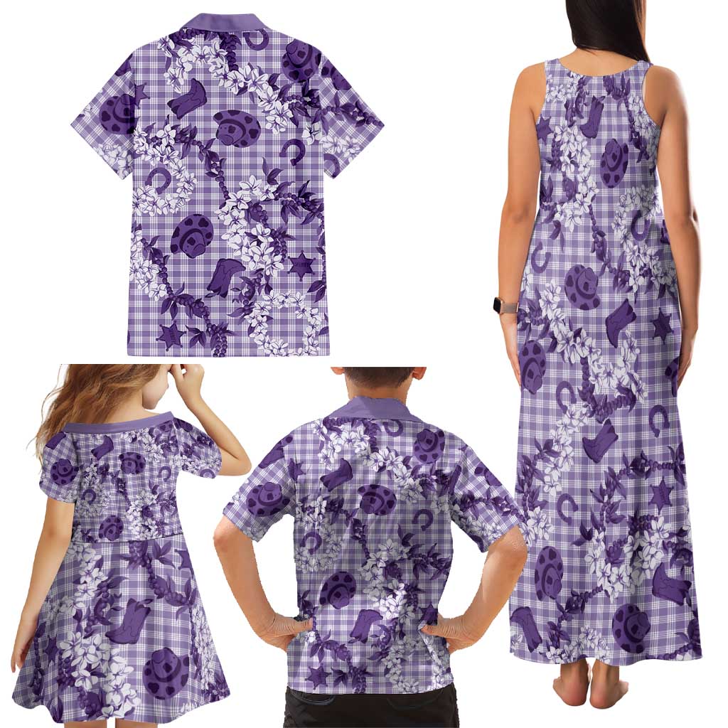 Mokihana Maile Ilima Leis Paniolo Palaka Family Matching Tank Maxi Dress and Hawaiian Shirt Hawaiian Poni Spirit LT9 - Polynesian Pride