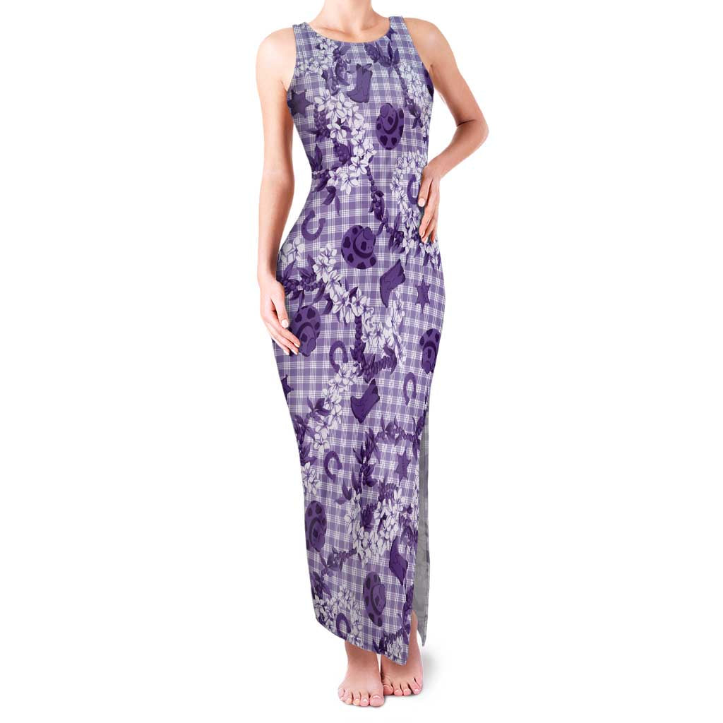 Mokihana Maile Ilima Leis Paniolo Palaka Family Matching Tank Maxi Dress and Hawaiian Shirt Hawaiian Poni Spirit LT9 Purple - Polynesian Pride