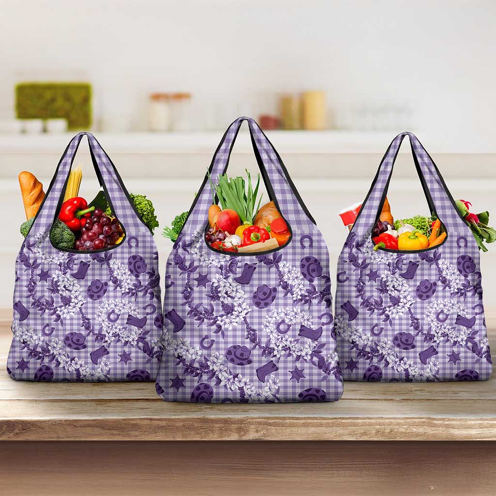 Mokihana Maile Ilima Leis Paniolo Palaka Grocery Bag Hawaiian Poni Spirit - Polynesian Pride