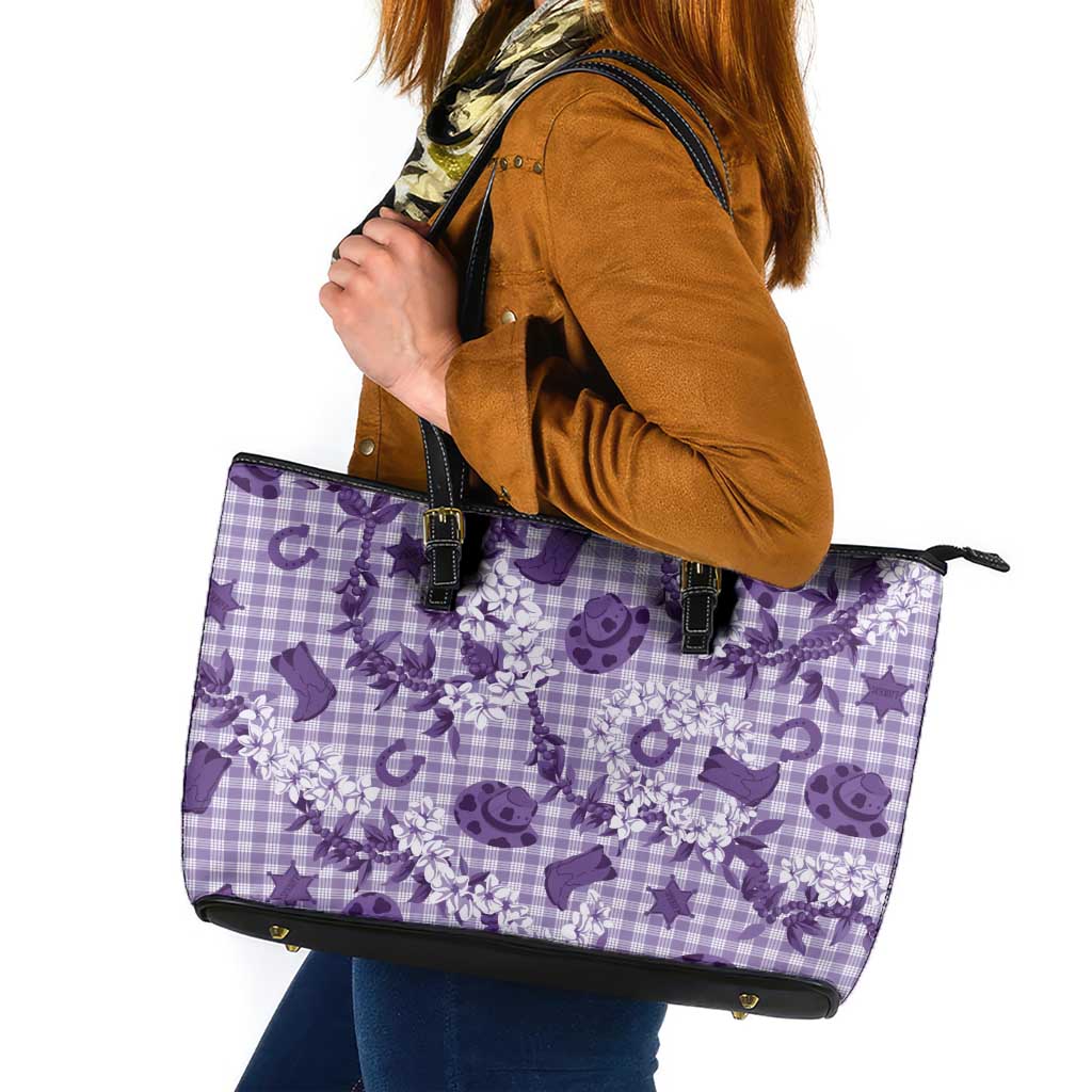 Mokihana Maile Ilima Leis Paniolo Palaka Leather Tote Bag Hawaiian Poni Spirit - Polynesian Pride