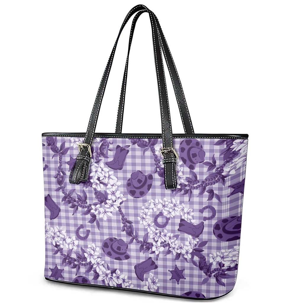 Mokihana Maile Ilima Leis Paniolo Palaka Leather Tote Bag Hawaiian Poni Spirit - Polynesian Pride