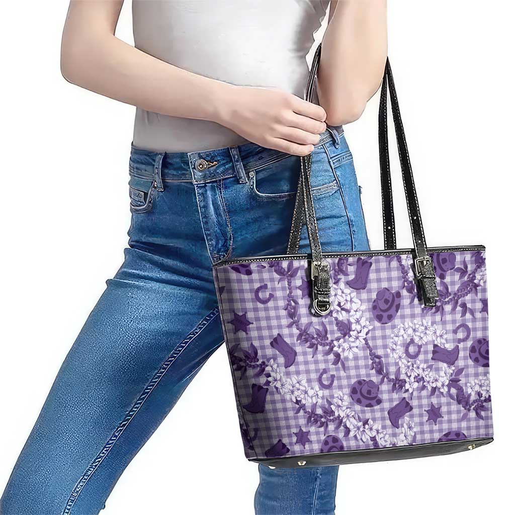 Mokihana Maile Ilima Leis Paniolo Palaka Leather Tote Bag Hawaiian Poni Spirit - Polynesian Pride