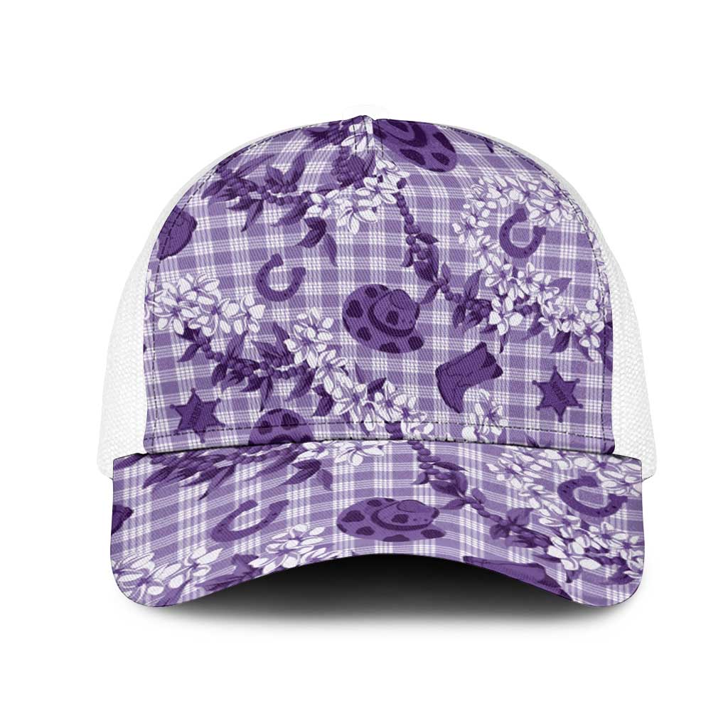 Mokihana Maile Ilima Leis Paniolo Palaka Mesh Trucker Cap Hawaiian Poni Spirit - Polynesian Pride