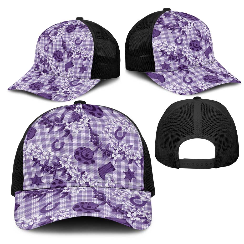 Mokihana Maile Ilima Leis Paniolo Palaka Mesh Trucker Cap Hawaiian Poni Spirit - Polynesian Pride