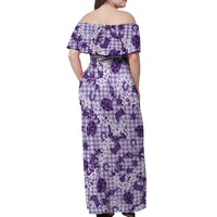 Mokihana Maile Ilima Leis Paniolo Palaka Off Shoulder Maxi Dress Hawaiian Poni Spirit LT9 - Polynesian Pride