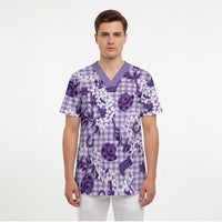 Mokihana Maile Ilima Leis Paniolo Palaka Scrub Top Hawaiian Poni Spirit - Polynesian Pride