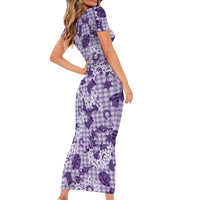Mokihana Maile Ilima Leis Paniolo Palaka Short Sleeve Bodycon Dress Hawaiian Poni Spirit - Polynesian Pride