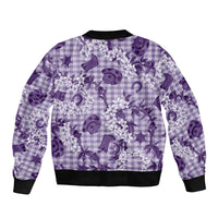 Mokihana Maile Ilima Leis Paniolo Palaka Sleeve Zip Bomber Jacket Hawaiian Poni Spirit - Polynesian Pride