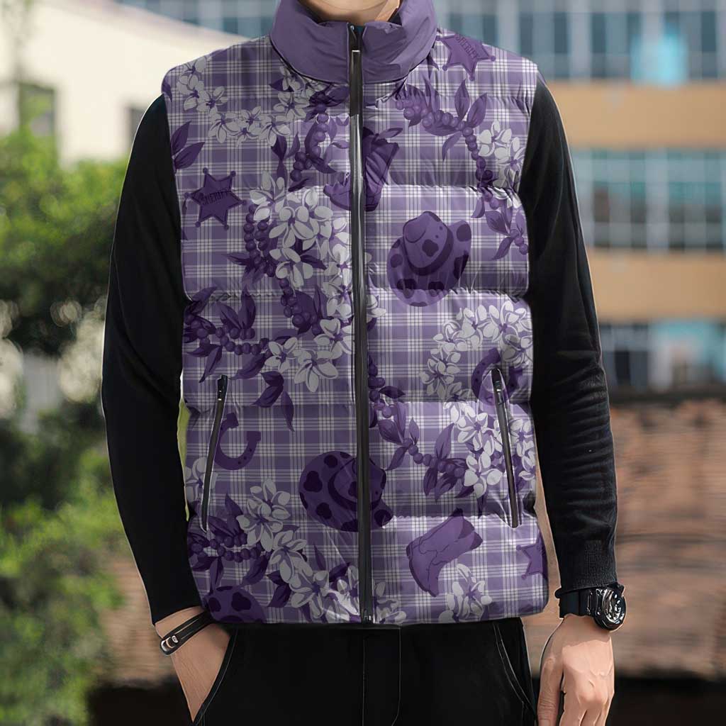 Mokihana Maile Ilima Leis Paniolo Palaka Sleeveless Puffer Jacket Hawaiian Poni Spirit LT9 - Polynesian Pride