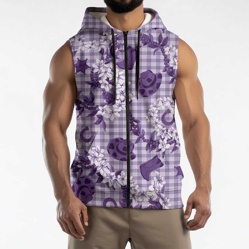 Mokihana Maile Ilima Leis Paniolo Palaka Sleeveless Zip Hoodie Hawaiian Poni Spirit - Polynesian Pride