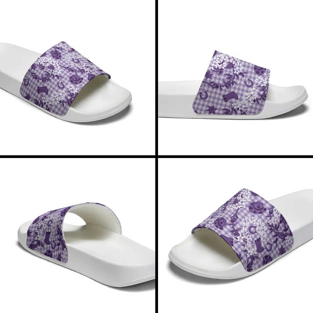 Mokihana Maile Ilima Leis Paniolo Palaka Slide Sandals Hawaiian Poni Spirit - Polynesian Pride
