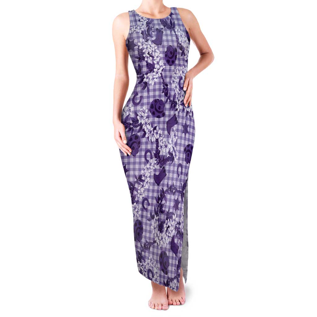 Mokihana Maile Ilima Leis Paniolo Palaka Tank Maxi Dress Hawaiian Poni Spirit - Polynesian Pride