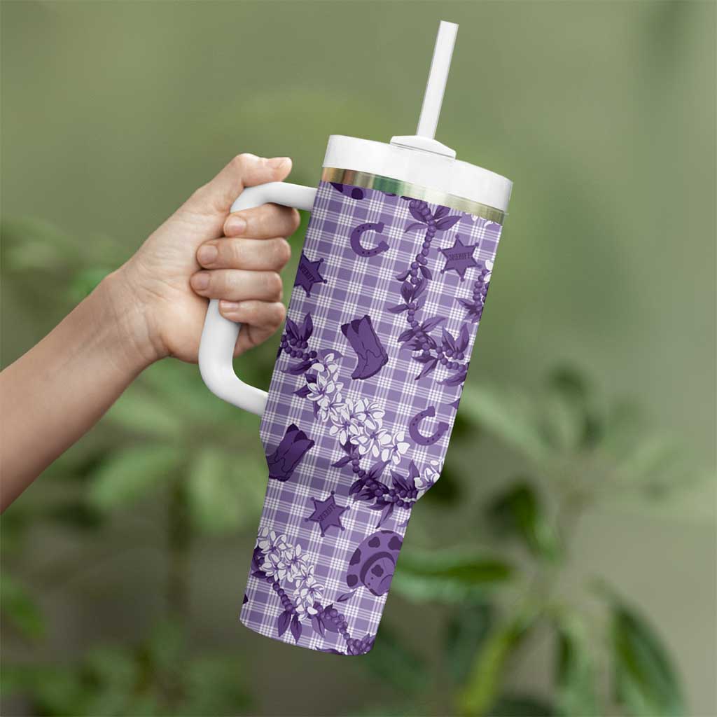 Mokihana Maile Ilima Leis Paniolo Palaka Tumbler With Handle Hawaiian Poni Spirit - Polynesian Pride