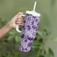 Mokihana Maile Ilima Leis Paniolo Palaka Tumbler With Handle Hawaiian Poni Spirit - Polynesian Pride
