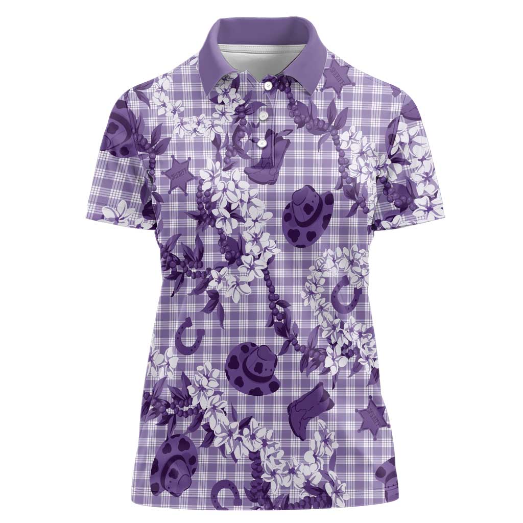 Mokihana Maile Ilima Leis Paniolo Palaka Women Polo Shirt Hawaiian Poni Spirit - Polynesian Pride