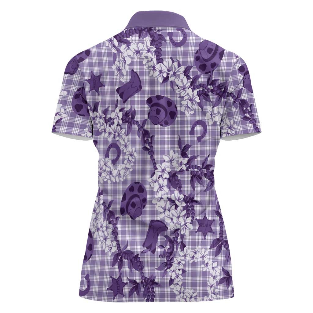 Mokihana Maile Ilima Leis Paniolo Palaka Women Polo Shirt Hawaiian Poni Spirit LT9 - Polynesian Pride