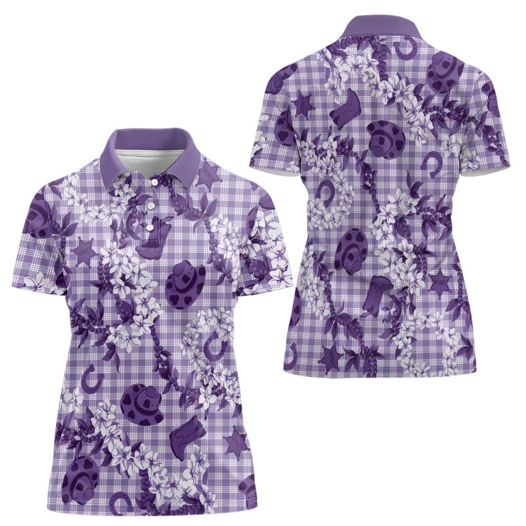 Mokihana Maile Ilima Leis Paniolo Palaka Women Polo Shirt Hawaiian Poni Spirit LT9 - Polynesian Pride