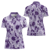 Mokihana Maile Ilima Leis Paniolo Palaka Women Polo Shirt Hawaiian Poni Spirit LT9 - Polynesian Pride