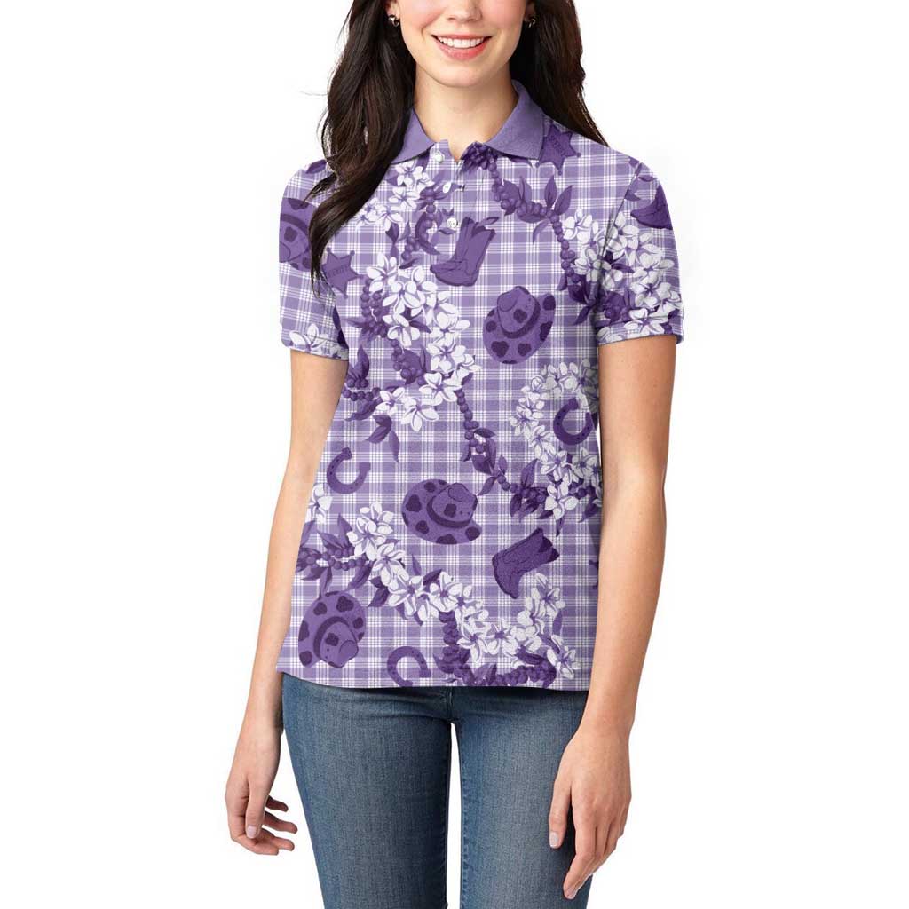 Mokihana Maile Ilima Leis Paniolo Palaka Women Polo Shirt Hawaiian Poni Spirit LT9 - Polynesian Pride