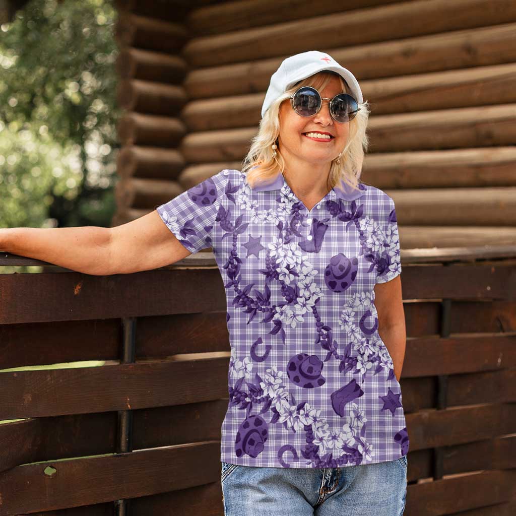 Mokihana Maile Ilima Leis Paniolo Palaka Women Polo Shirt Hawaiian Poni Spirit LT9 - Polynesian Pride