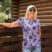 Mokihana Maile Ilima Leis Paniolo Palaka Women Polo Shirt Hawaiian Poni Spirit LT9 - Polynesian Pride