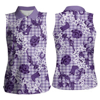 Mokihana Maile Ilima Leis Paniolo Palaka Women Sleeveless Polo Shirt Hawaiian Poni Spirit LT9 - Polynesian Pride