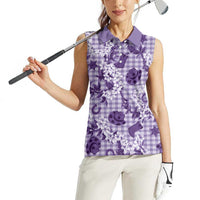 Mokihana Maile Ilima Leis Paniolo Palaka Women Sleeveless Polo Shirt Hawaiian Poni Spirit LT9 - Polynesian Pride