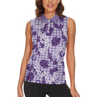 Mokihana Maile Ilima Leis Paniolo Palaka Women Sleeveless Polo Shirt Hawaiian Poni Spirit LT9 - Polynesian Pride