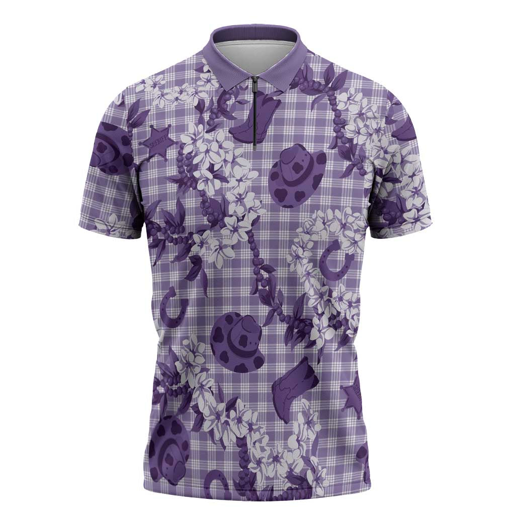 Mokihana Maile Ilima Leis Paniolo Palaka Zipper Polo Shirt Hawaiian Poni Spirit - Polynesian Pride