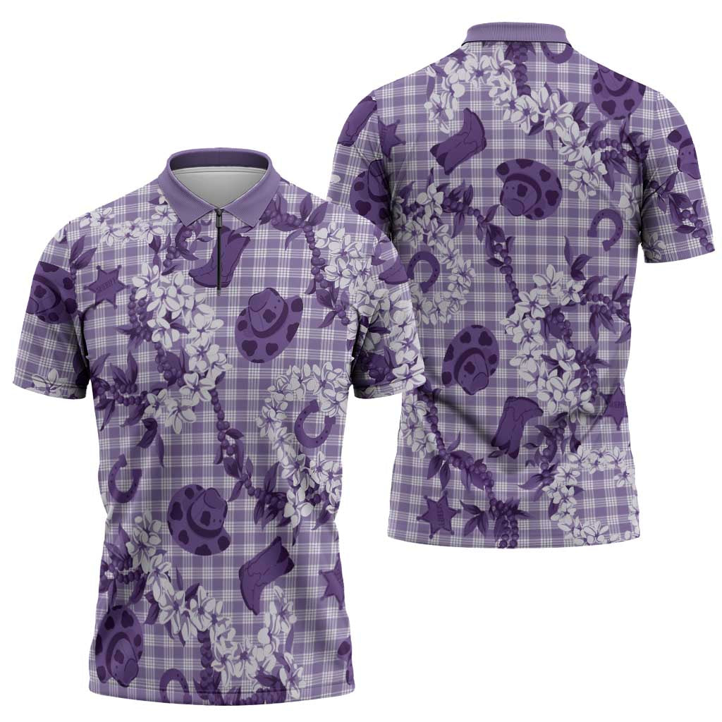 Mokihana Maile Ilima Leis Paniolo Palaka Zipper Polo Shirt Hawaiian Poni Spirit - Polynesian Pride