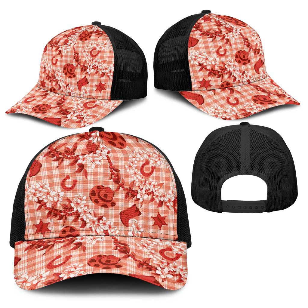 Mokihana Maile Ilima Leis Paniolo Palaka Baseball Net Cap Hawaiian Ulaula Spirit - Polynesian Pride