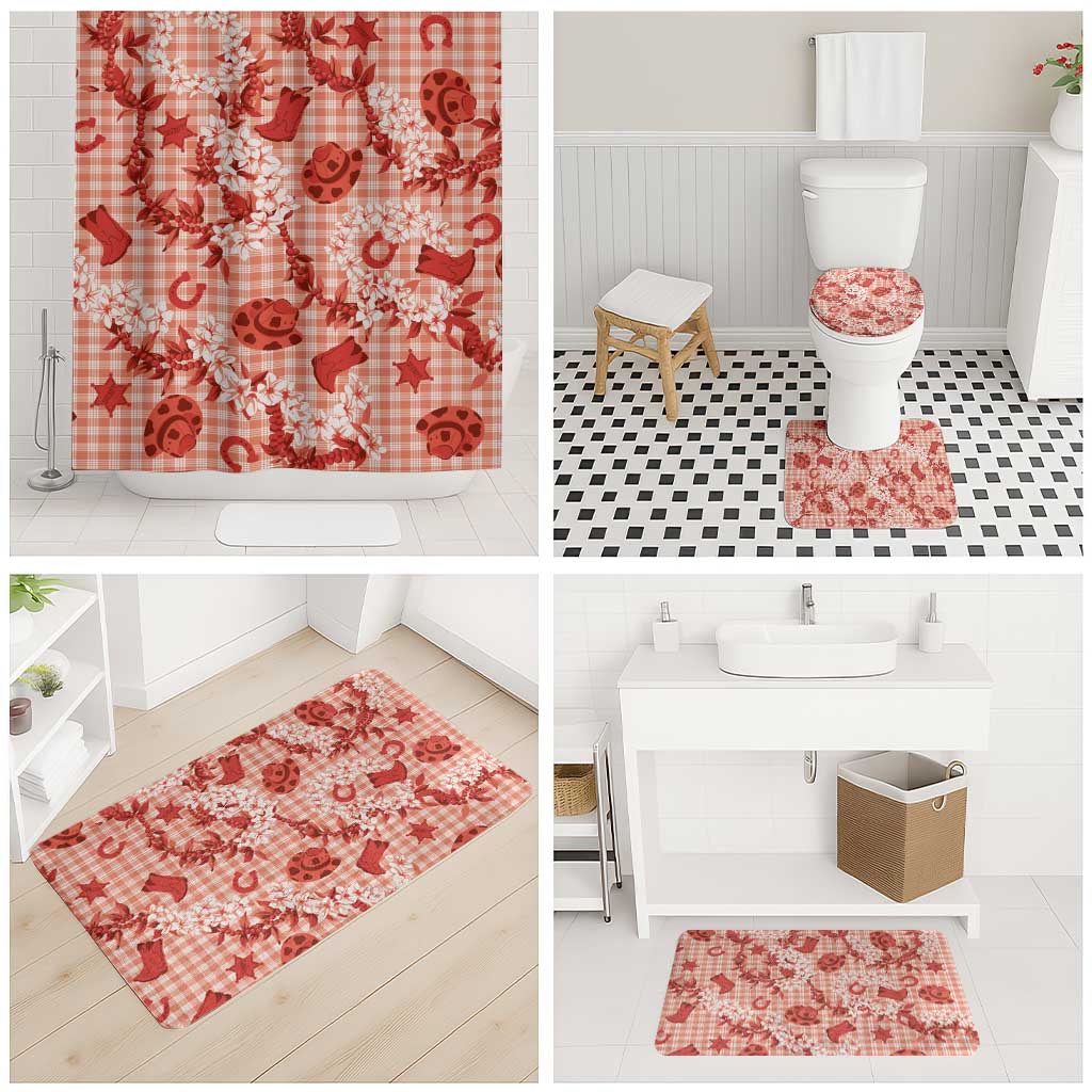 Mokihana Maile Ilima Leis Paniolo Palaka Bathroom Set Hawaiian Ulaula Spirit - Polynesian Pride