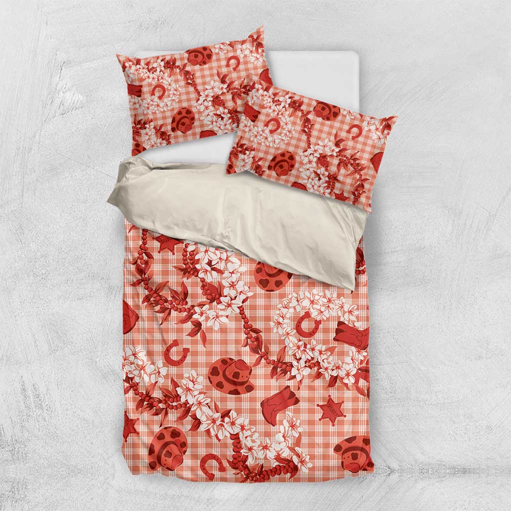 Mokihana Maile Ilima Leis Paniolo Palaka Bedding Set Hawaiian Ulaula Spirit - Polynesian Pride