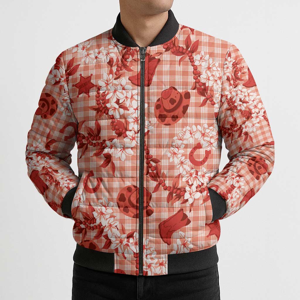 Mokihana Maile Ilima Leis Paniolo Palaka Bomber Puffer Jacket Hawaiian Ulaula Spirit - Polynesian Pride