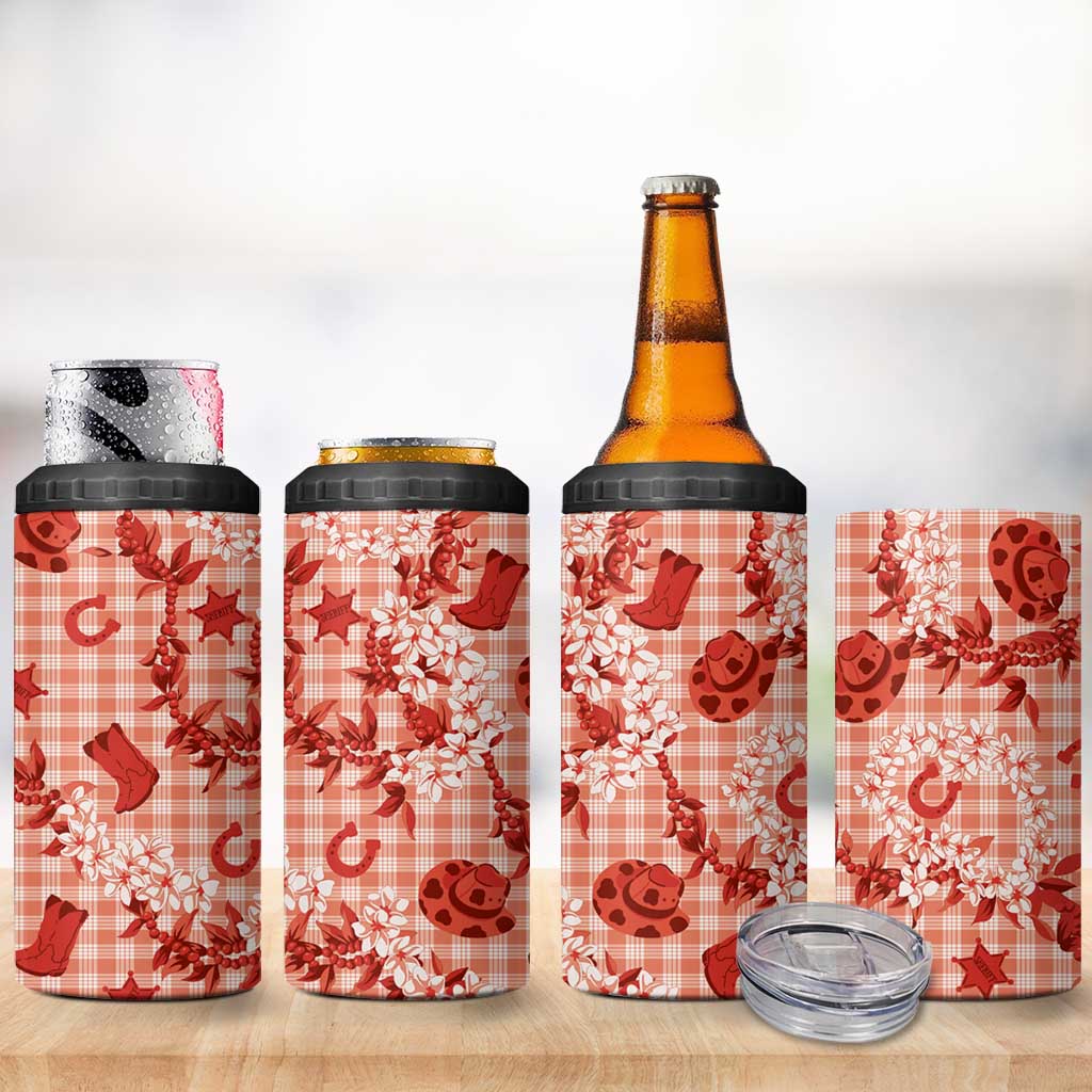 Mokihana Maile Ilima Leis Paniolo Palaka 4 in 1 Can Cooler Tumbler Hawaiian Ulaula Spirit - Polynesian Pride