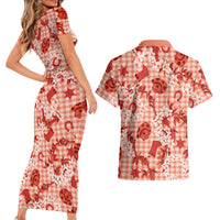 Mokihana Maile Ilima Leis Paniolo Palaka Couples Matching Short Sleeve Bodycon Dress and Hawaiian Shirt Hawaiian Ulaula Spirit LT9 - Polynesian Pride