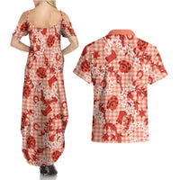 Mokihana Maile Ilima Leis Paniolo Palaka Couples Matching Summer Maxi Dress and Hawaiian Shirt Hawaiian Ulaula Spirit LT9 - Polynesian Pride