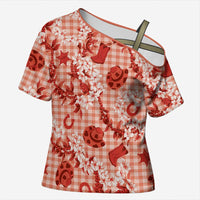 Mokihana Maile Ilima Leis Paniolo Palaka Cross Shoulder Shirt Hawaiian Ulaula Spirit - Polynesian Pride