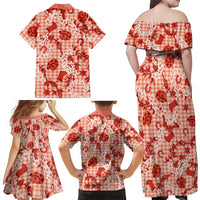 Mokihana Maile Ilima Leis Paniolo Palaka Family Matching Off Shoulder Maxi Dress and Hawaiian Shirt Hawaiian Ulaula Spirit LT9 - Polynesian Pride