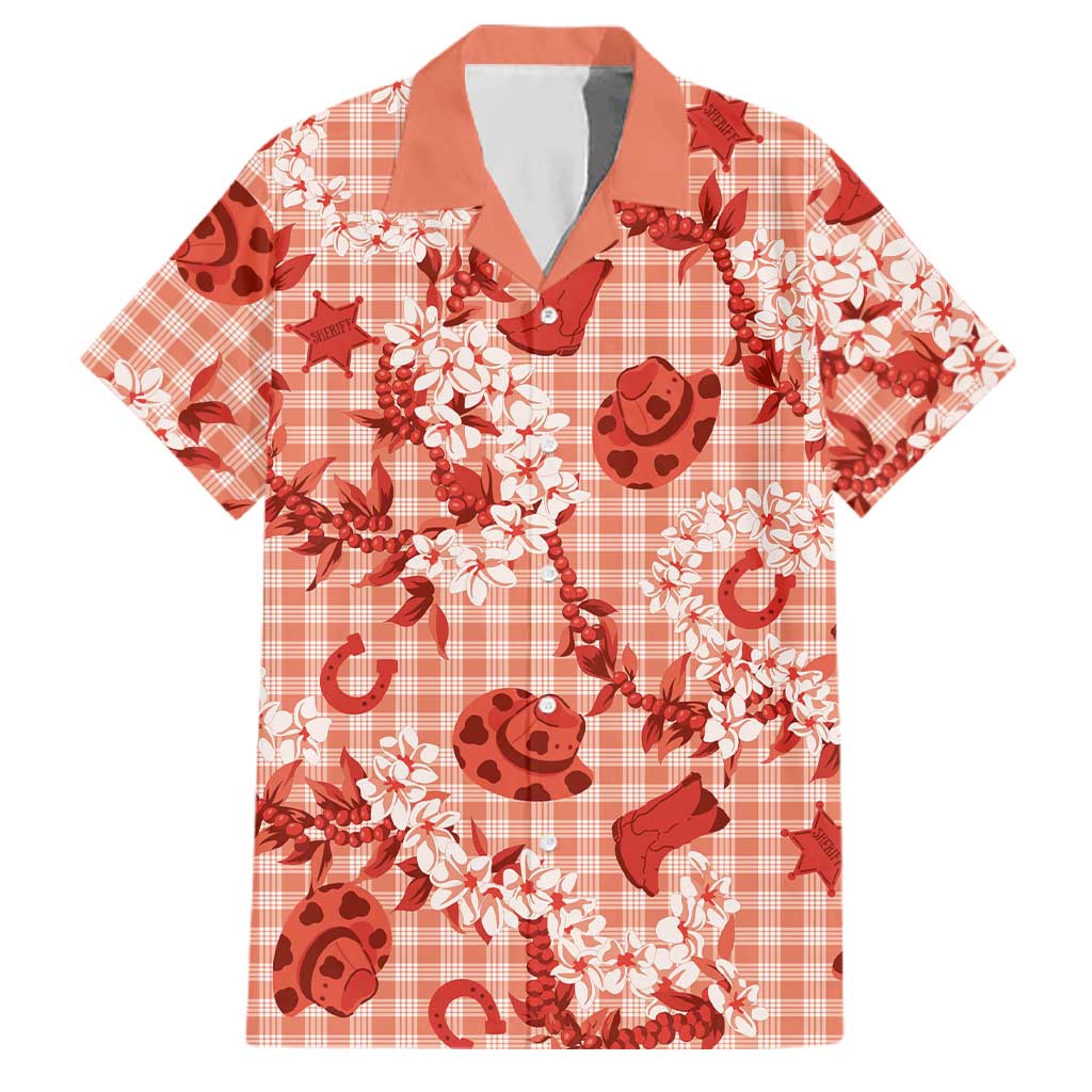 Mokihana Maile Ilima Leis Paniolo Palaka Family Matching Off Shoulder Maxi Dress and Hawaiian Shirt Hawaiian Ulaula Spirit LT9 Dad's Shirt - Short Sleeve Red - Polynesian Pride