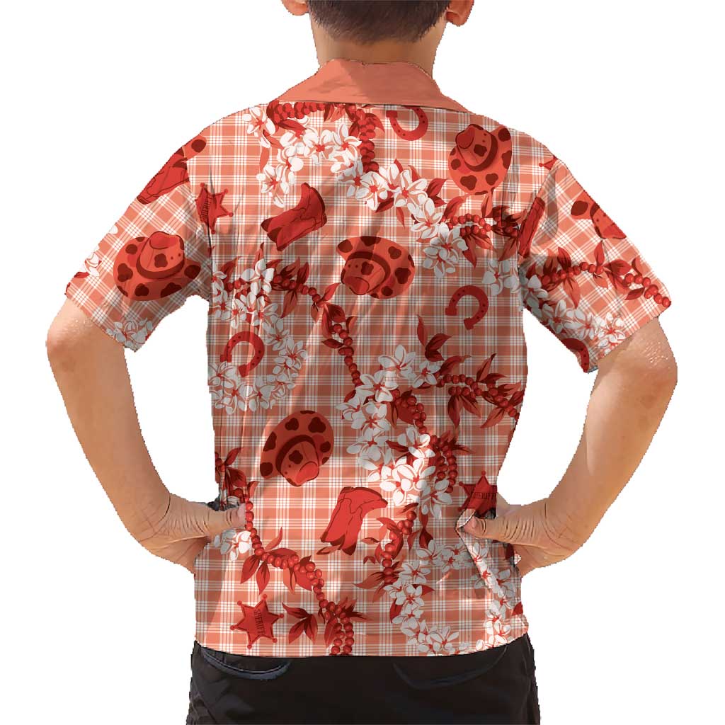 Mokihana Maile Ilima Leis Paniolo Palaka Family Matching Puletasi and Hawaiian Shirt Hawaiian Ulaula Spirit LT9 - Polynesian Pride