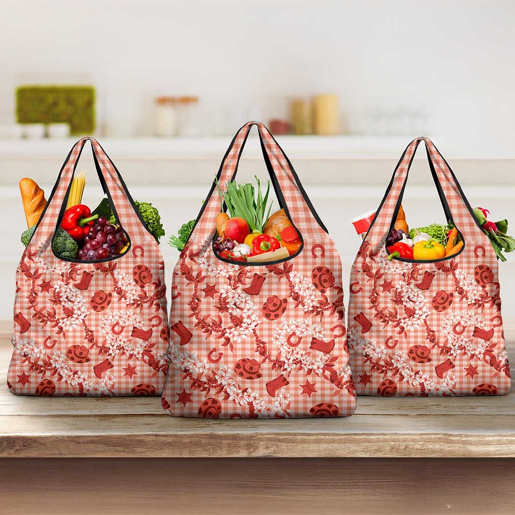 Mokihana Maile Ilima Leis Paniolo Palaka Grocery Bag Hawaiian Ulaula Spirit - Polynesian Pride