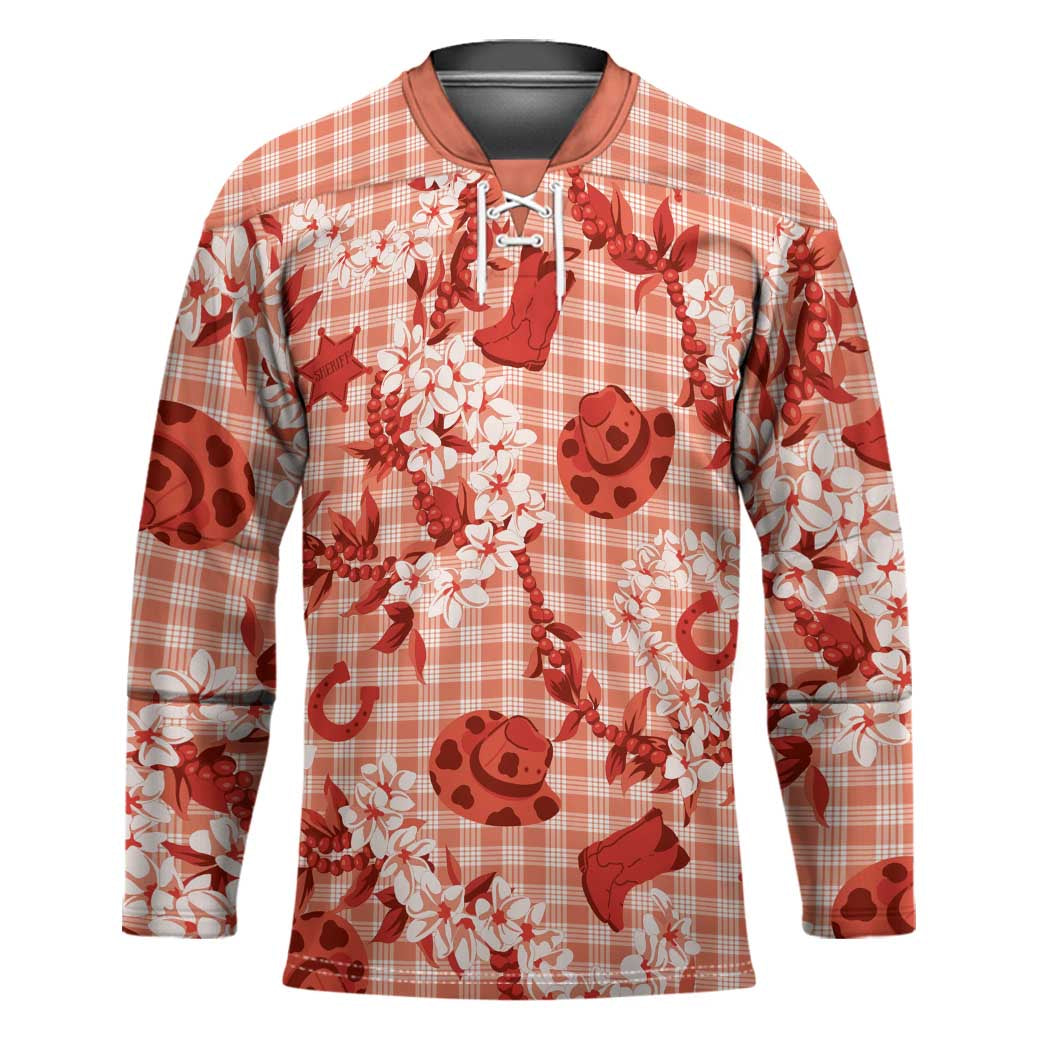 Mokihana Maile Ilima Leis Paniolo Palaka Hockey Jersey Hawaiian Ulaula Spirit - Polynesian Pride