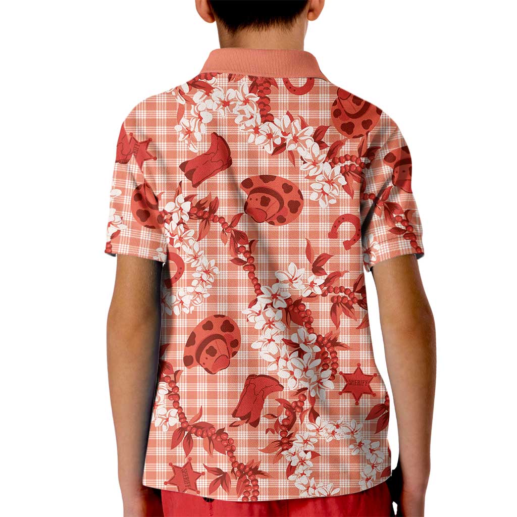 Mokihana Maile Ilima Leis Paniolo Palaka Kid Polo Shirt Hawaiian Ulaula Spirit - Polynesian Pride