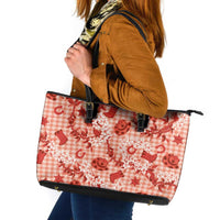 Mokihana Maile Ilima Leis Paniolo Palaka Leather Tote Bag Hawaiian Ulaula Spirit - Polynesian Pride