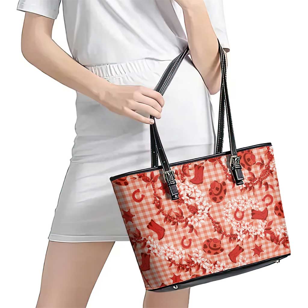 Mokihana Maile Ilima Leis Paniolo Palaka Leather Tote Bag Hawaiian Ulaula Spirit - Polynesian Pride