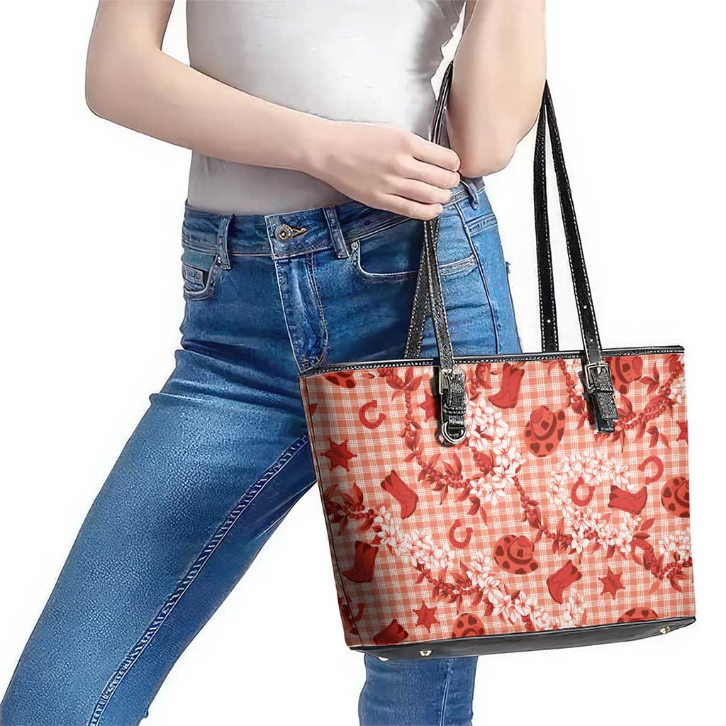Mokihana Maile Ilima Leis Paniolo Palaka Leather Tote Bag Hawaiian Ulaula Spirit - Polynesian Pride